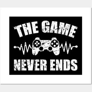 game never ends heartbeat controller gamer quote gaming Posters and Art